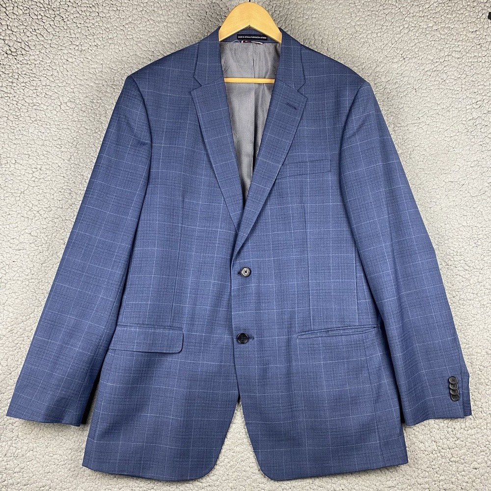 Tommy Hilfiger Mens Stretch Performance Two Button Blazer Jacket‎ Navy Blue 44 L